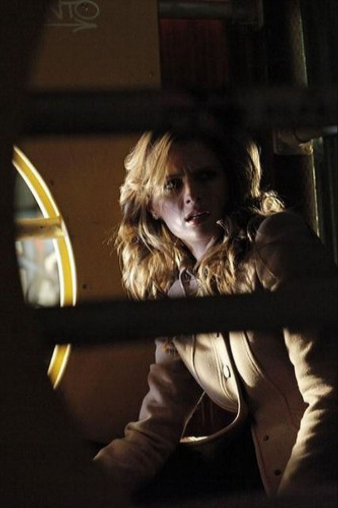 Beckett (Stana Katic) ne semble pas apprécier la situation dans laquelle elle se retrouve.