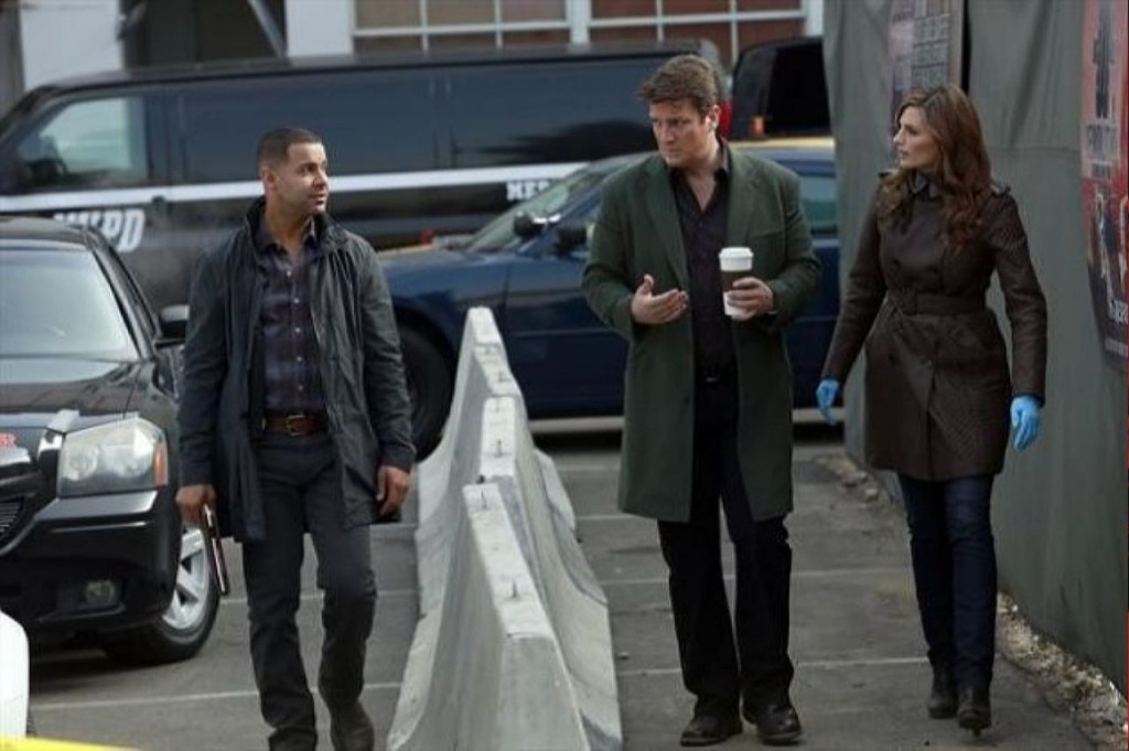 Esposito (Jon Huertas), Beckett (Stana Katic) et Castle (Nathan Fillion).