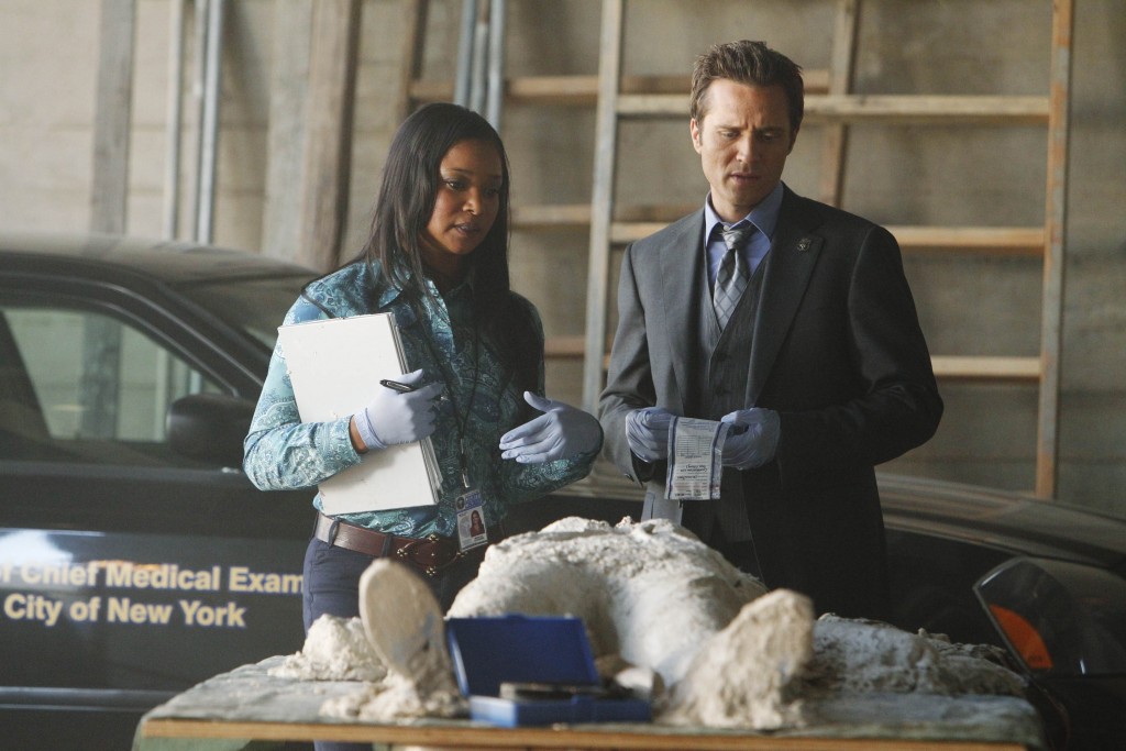 Ryan (Seamus Dever) et Lanie (Tamala Jones) analysent l'état de la victime.